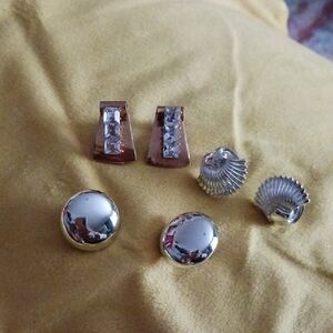 Vintage Elegant Silver and Gold Tone Clip Earrings